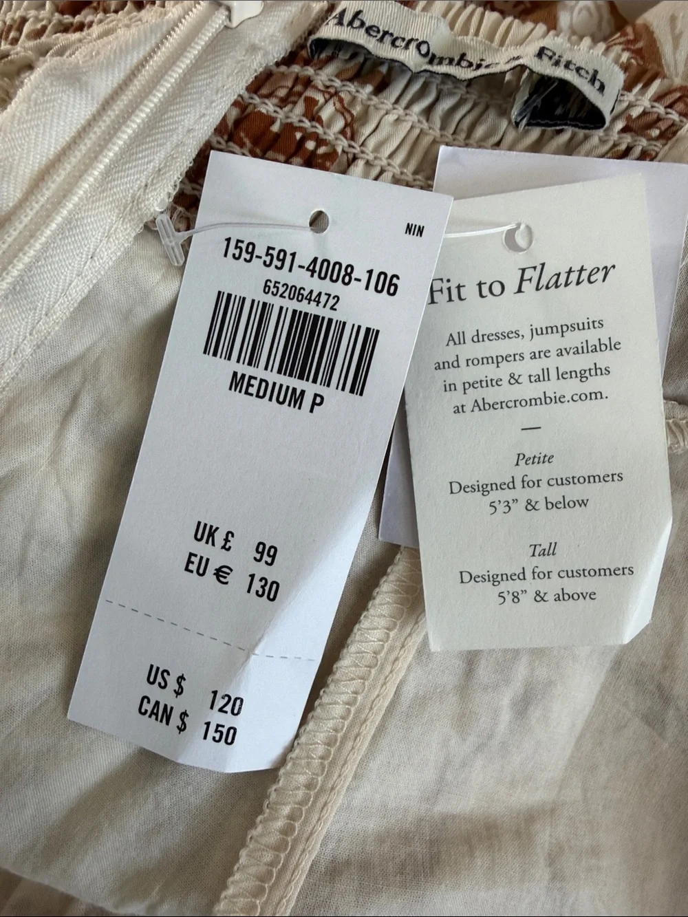 Abercrombie & Fitch Cream Maxi Dress with Brown Floral Print